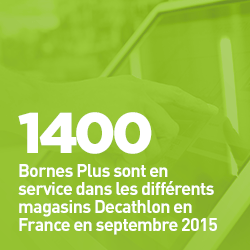 1400 Bornes Plus sont en services dans les différents magasins Decathlon en France en septembre 2015