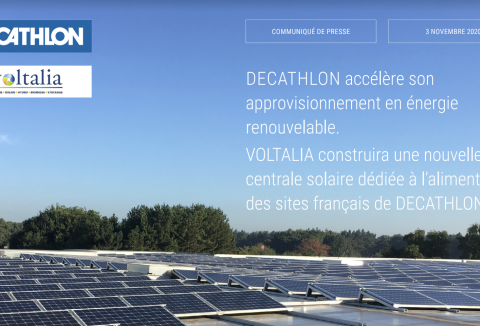 DECATHLON accélère son approvisionnement en énergie renouvelable.